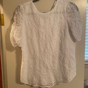 Loft puff sleeve white top